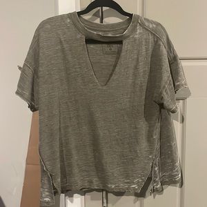 Free People distressed dark green t shirt